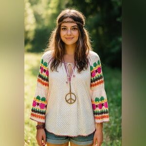 Anthropologie Ivy Jane Flare poplin Sleeve
Embroidered Tunic size small